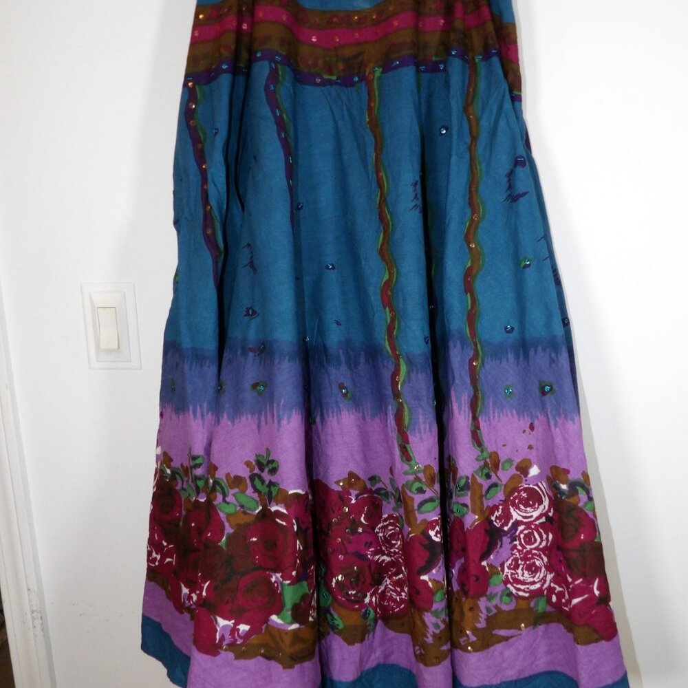 Anthony Originals Women Black Full Skirt with Sequins and Flowers Size Medium - Picture 3 of 5